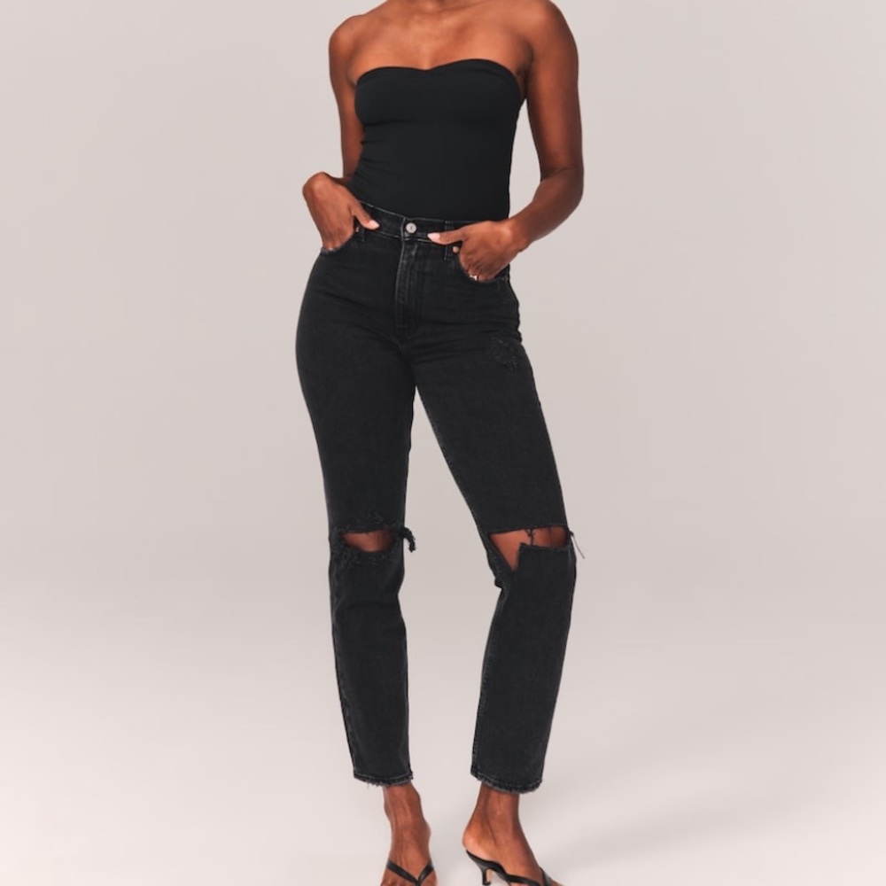 Black ripped straight jeans